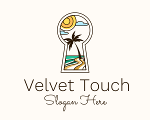 Tropical Beach Keyhole logo design