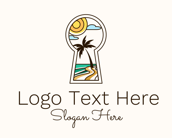 Keyhole - Tropical Beach Keyhole logo design