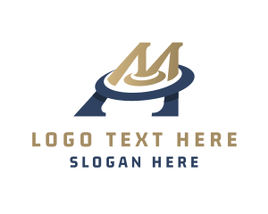 Gold - Orbit Modern Letter M logo design