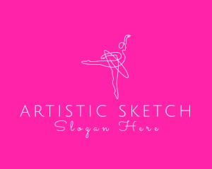 Drawing - Monoline Ballerina Dancer logo design