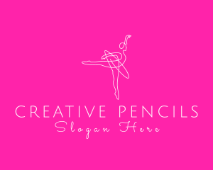 Monoline Ballerina Dancer logo design