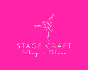 Theatre - Monoline Ballerina Dancer logo design