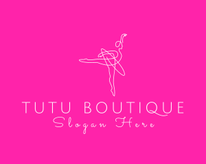 Tutu - Monoline Ballerina Dancer logo design