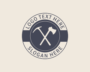 Log - Vintage Pickaxe Tool logo design