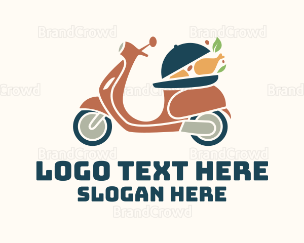 Chicken Food Motorcycle Delivery Logo
