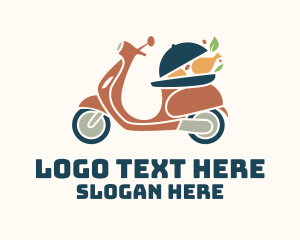 Chicken Food Motorcycle Delivery Logo