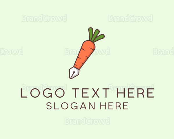 Carrot Pen Vegetable Logo