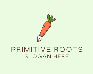 Carrot Pen Vegetable logo design