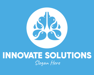 Respiratory System - Blue Lungs Water Droplet logo design