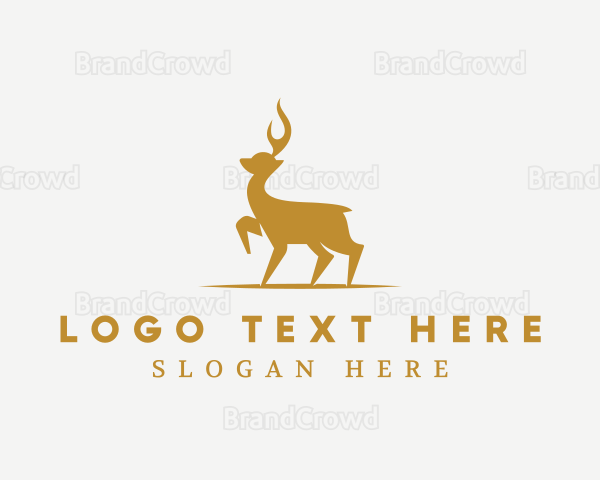 Gold Deer Animal Logo