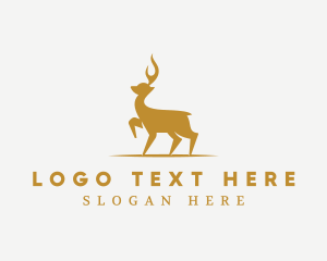 Hunting - Gold Deer Animal logo design