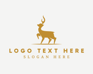 Reindeer - Gold Deer Animal logo design