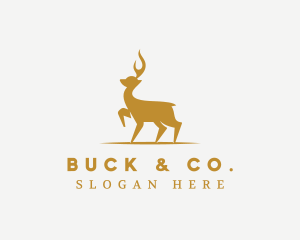 Gold Deer Animal logo design