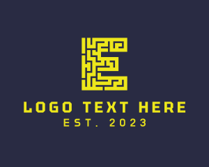 Stream - Maze Technology Letter E logo design