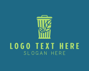 Recycling Bin - Eco Leaf Trash Bin logo design