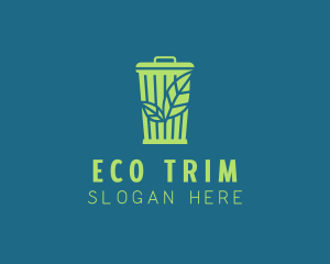 Eco Leaf Trash Bin logo design