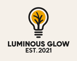 Illuminated - Tree Light Bulb logo design