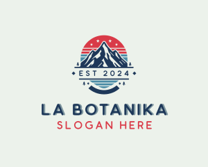 Hiker - Mountain Peak Summit logo design