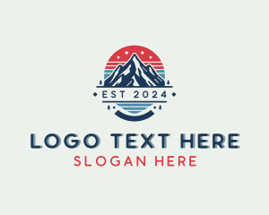 Hiker - Mountain Peak Summit logo design