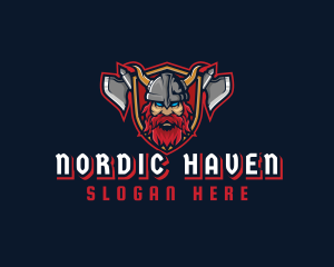 Nordic - Viking Axe Warrior logo design