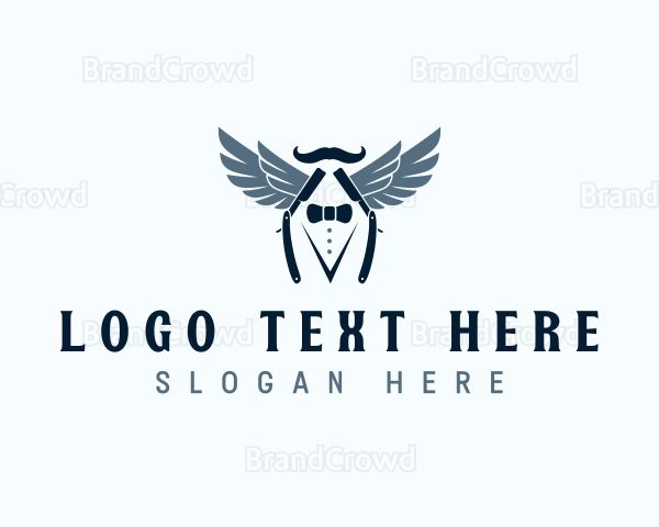 Razor Wings Mustache Logo