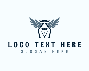 Grooming - Razor Wings Mustache logo design