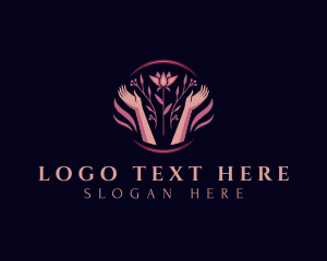 Massage - Elegant Flower Hands logo design