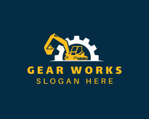 Gear Excavator Construction logo design