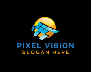 Pixel Solar Panel logo design