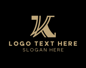 Hotel - Golden Luxury Hotel Letter K logo design