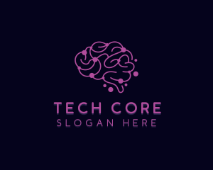 Tech Circuit Brain AI logo design