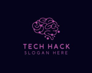 Tech Circuit Brain AI logo design