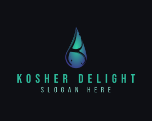 Elegant Water Droplet Letter K logo design