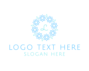 Blue Flower - Flower Garland Wedding Planner logo design