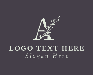 Interior Design - Green Foliage Letter A logo design