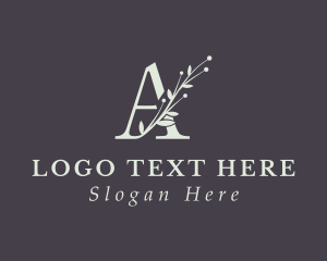 Floral - Green Foliage Letter A logo design