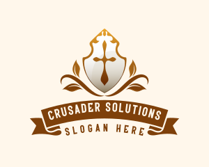 Crusader - Medieval Protection Shield logo design