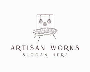 Craftsmanship - Wood Table Lighting Furniture logo design