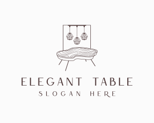 Table - Wood Table Lighting Furniture logo design