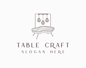 Table - Wood Table Lighting Furniture logo design