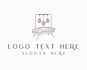 Furniture - Wood Table Lighting Furniture logo design