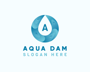 Aqua Water Droplet Plumbing logo design