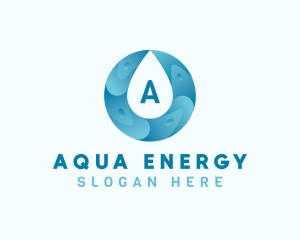 Aqua Water Droplet Plumbing logo design