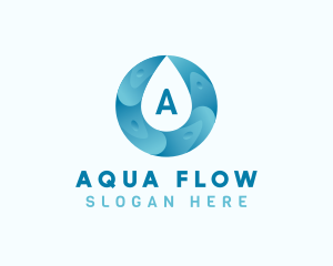 Aqua Water Droplet Plumbing logo design