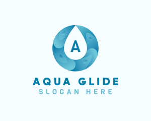 Aqua Water Droplet Plumbing logo design