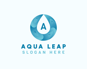 Aqua Water Droplet Plumbing logo design