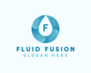 Aqua Water Droplet Plumbing logo design