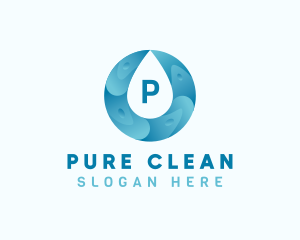 Aqua Water Droplet Plumbing logo design