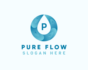 Aqua Water Droplet Plumbing logo design