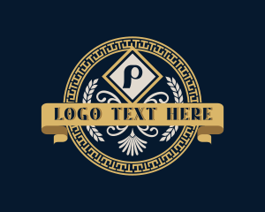 Greek Rho Symbol Ornament logo design